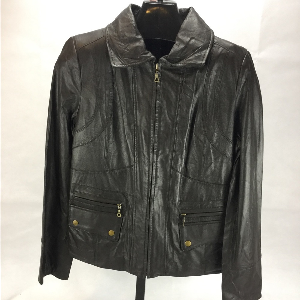 NWT Woman’s A.N.A lamb skin Fontana brown jacket